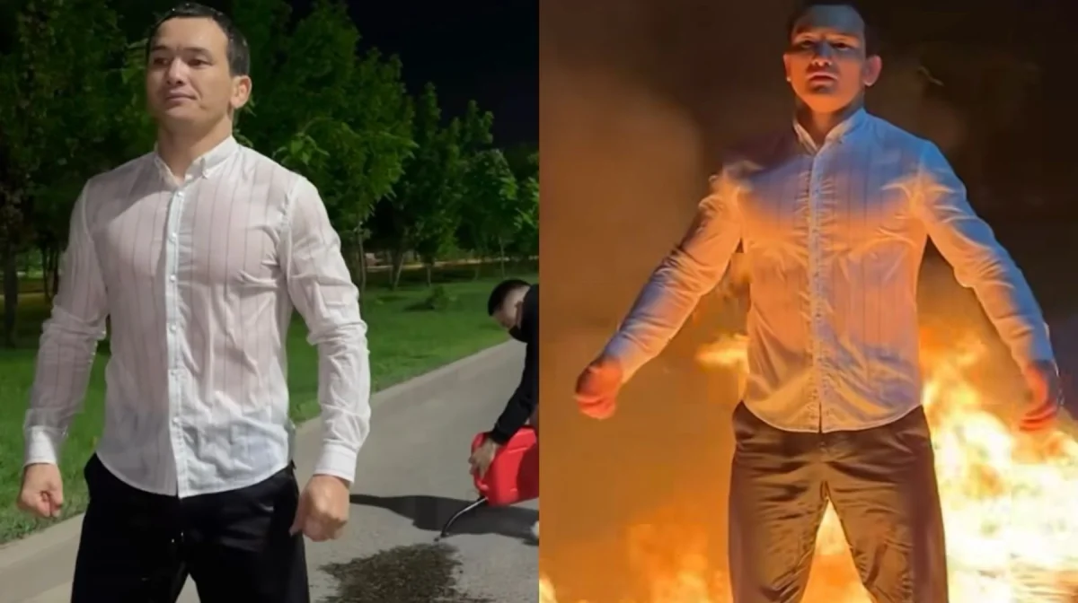 Қауіпті трюк: отандық блогер өз-өзін өртеп жібере жаздады
