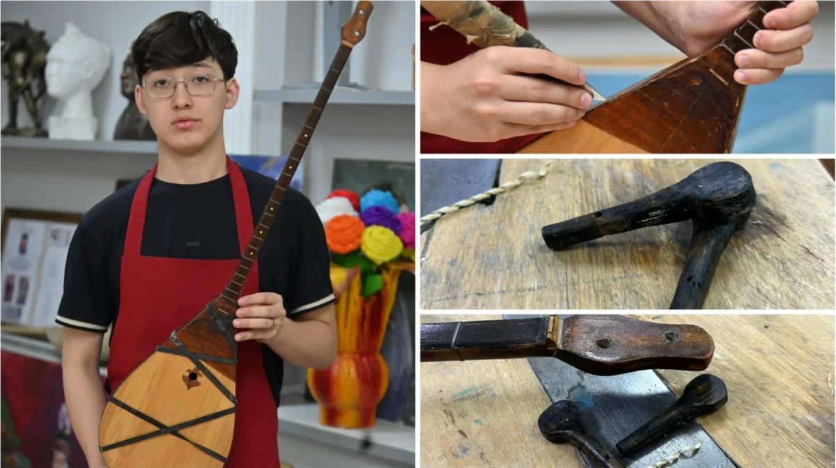 Нұрпейіс Байғанин жасаған көне домбыраны шөбересі қайта жаңғыртып жатыр