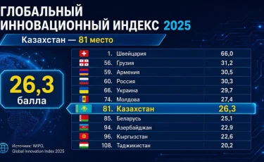 Казахстан занял 81-е место в Глобальном инновационном индексе WIPO