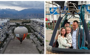 В Алматинской области семья прилетела на избирательный участок на воздушном шаре